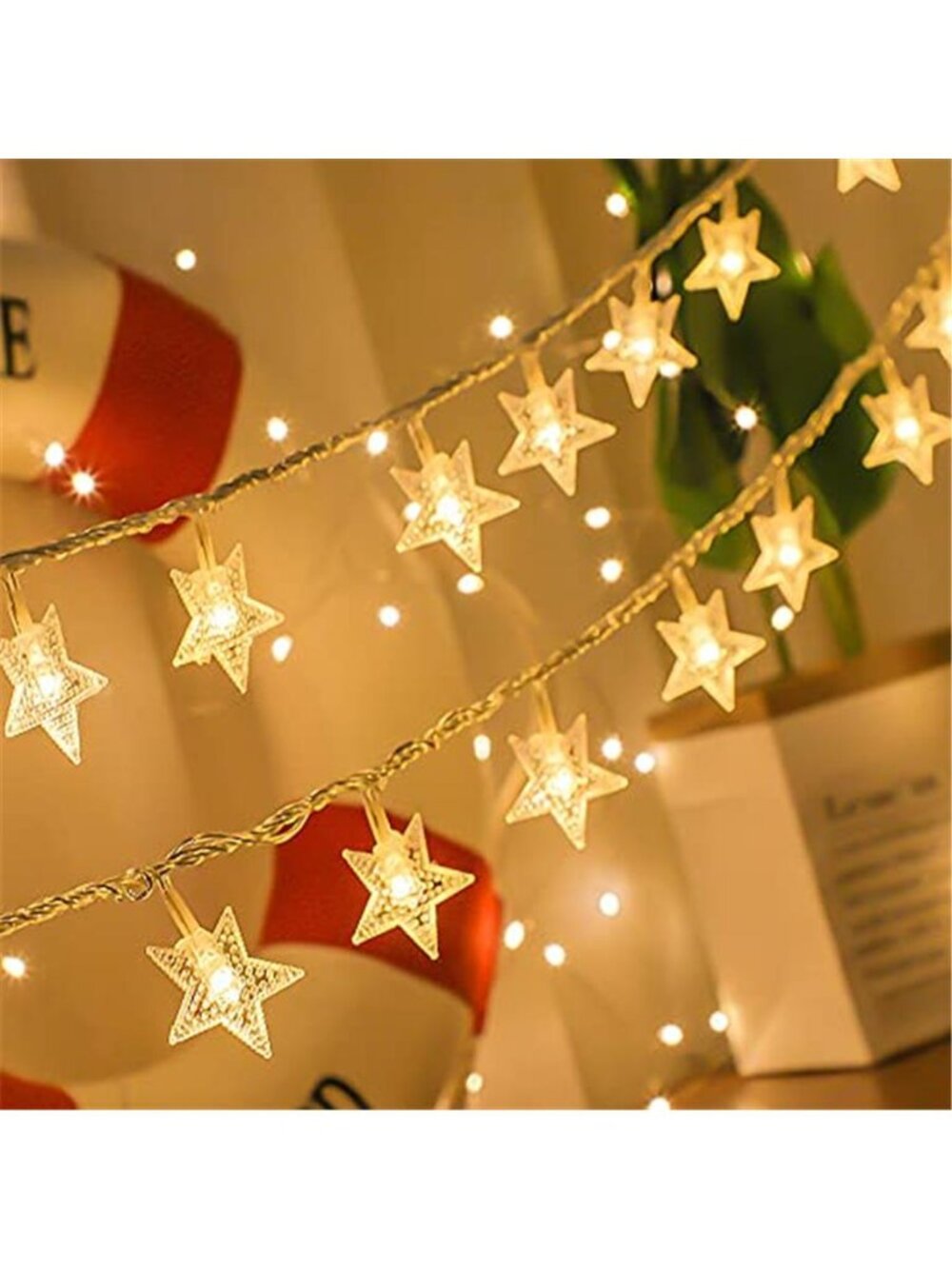 Star String Fairy Lights Warm White 10FT 20 LED Battery Powered Bedroom Decor